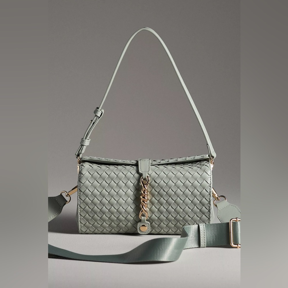 Anthropologie WOVEN DIVIDED SHOULDER BAG Style No.  98715410 Light Green